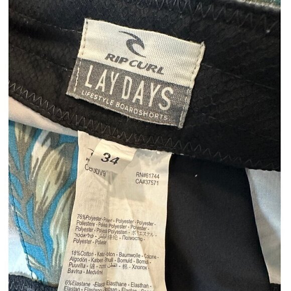 Rip Curl Men's Lay Days Tropical Print Swim Trunks size 34 - Picture 5 of 7